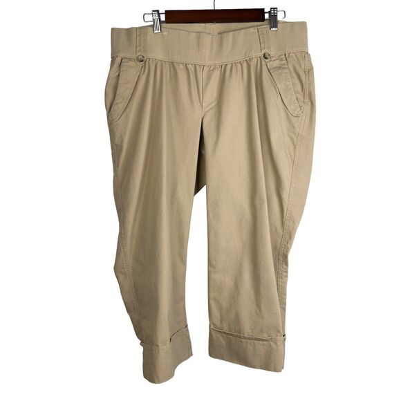 Old Navy Maternity Low Rise Stretch Cropped Ankle‎ Cream Pull-on Pockets Pants - Picture 2 of 9